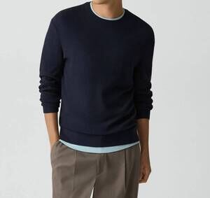 NEW THEORY riland crewneck sweater in dark eclipse